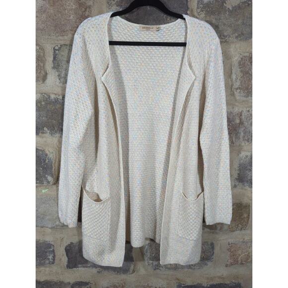 Escandelle‎ Paris Sweater Woman's S/M White Rainbow Thread Open Cardigan - Picture 1 of 12